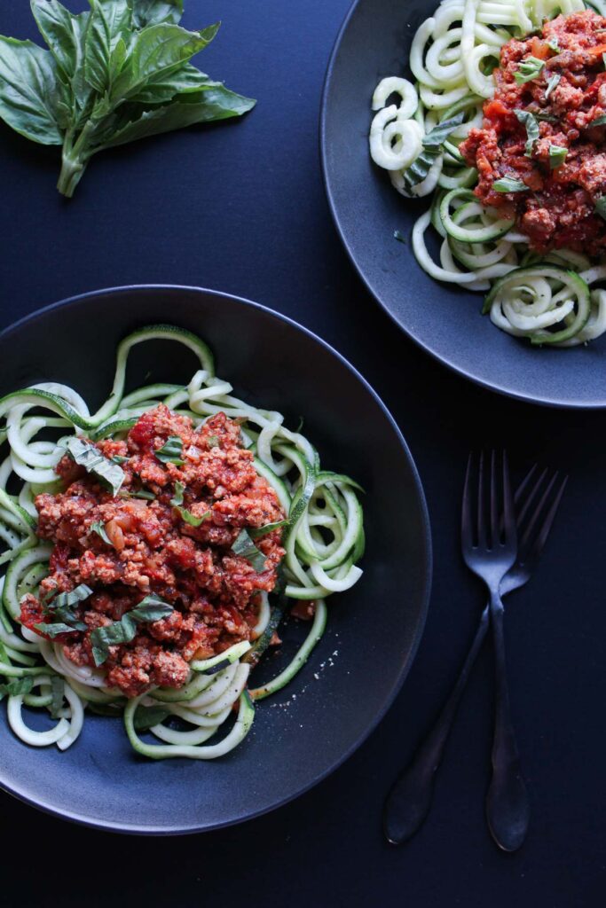 zoodles with turkey bolognese 