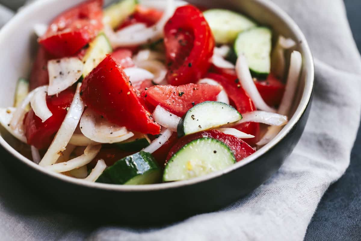 Keto Tomato, Cucumber, and Onion Salad