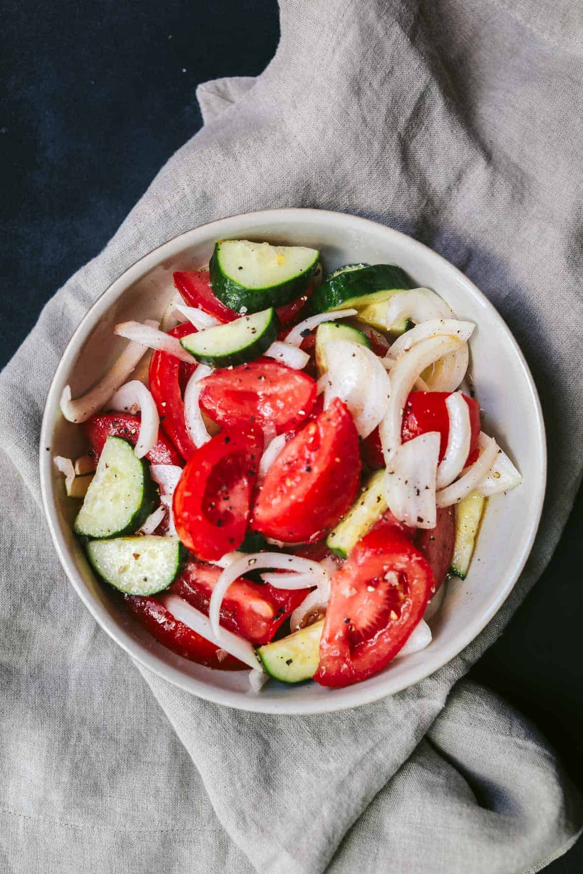 clean keto tomato cucumber and onion salad
