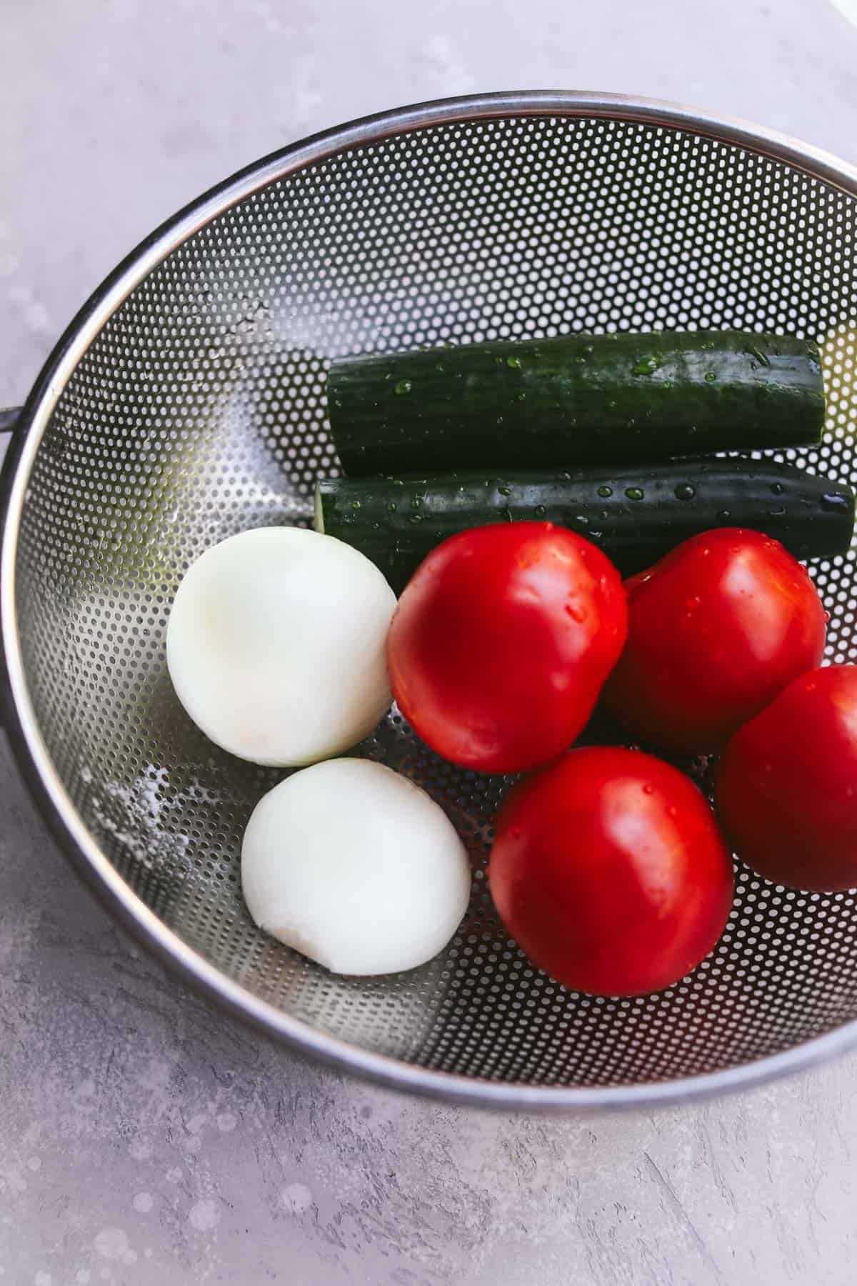 fresh tomato cucumber and onion