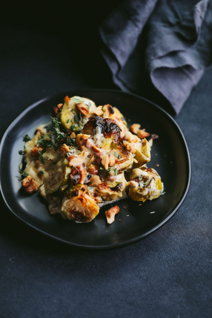Cheesy Keto Brussels Sprouts Gratin