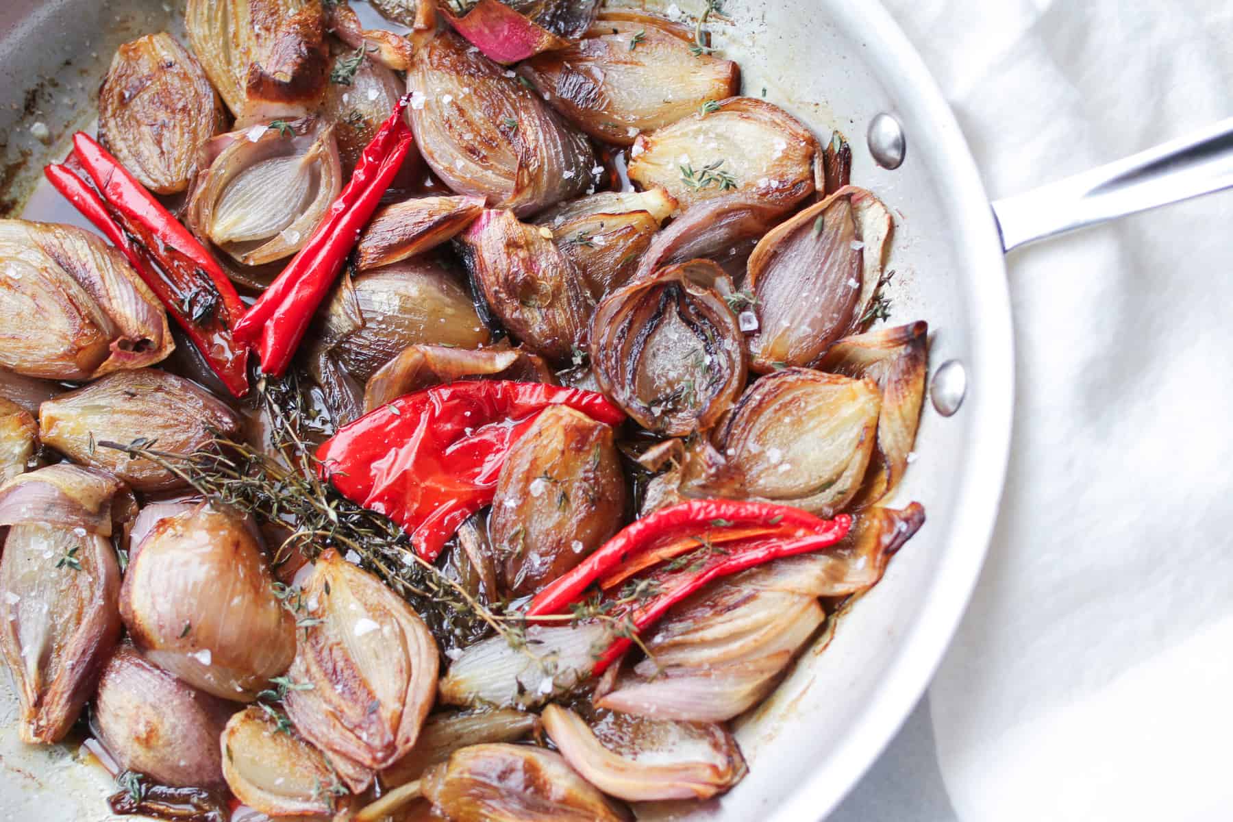 Glazed Shallots with chiles and thyme