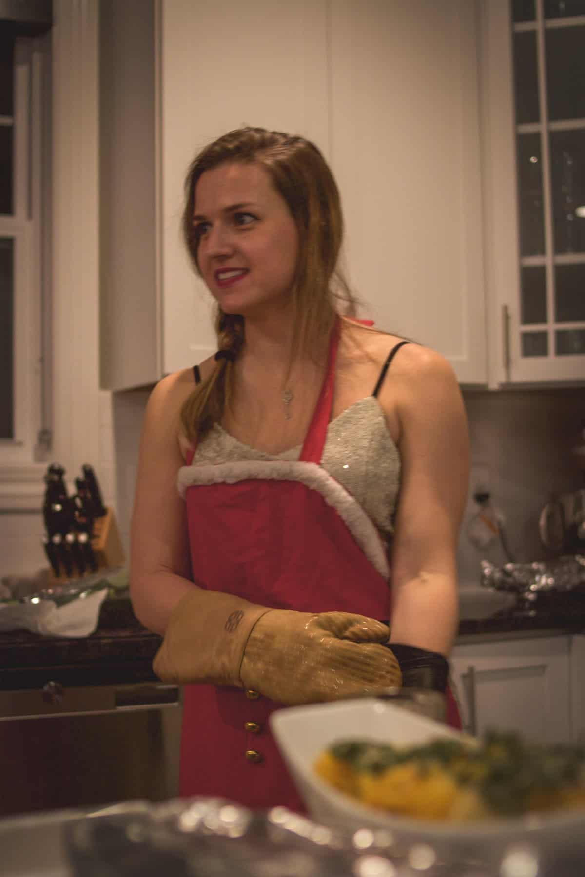 Picture of Lesya wearing red apron