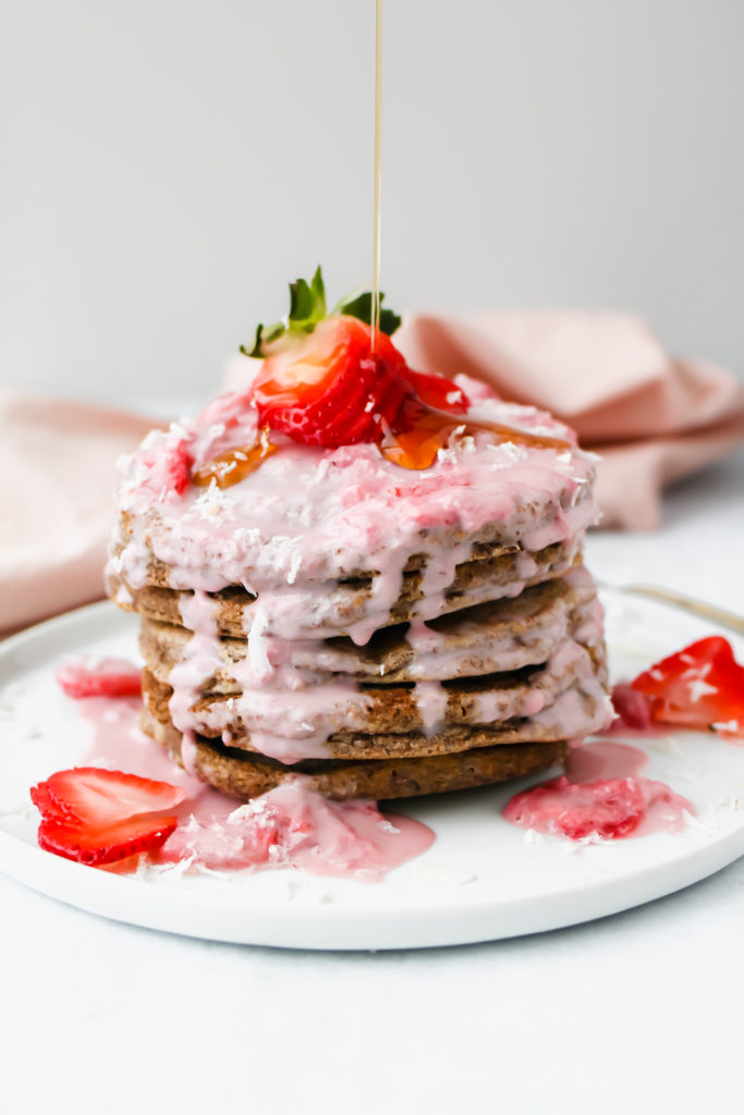 Flaxseed Pancakes with Strawberries and Cream