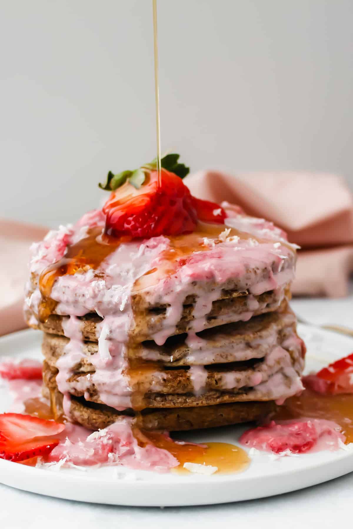 Flaxseed Pancakes with Strawberries and Cream