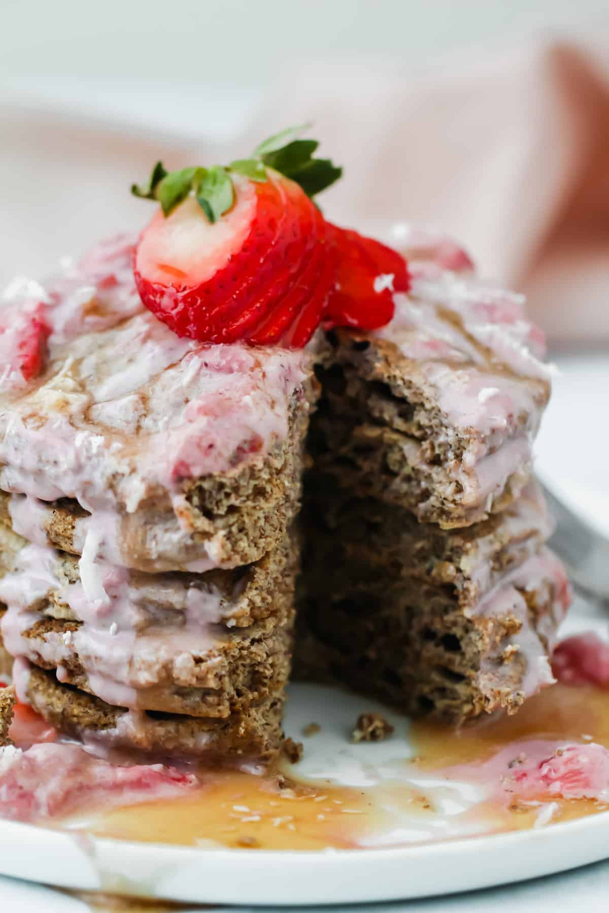 Flaxseed Pancakes with Strawberries and Cream