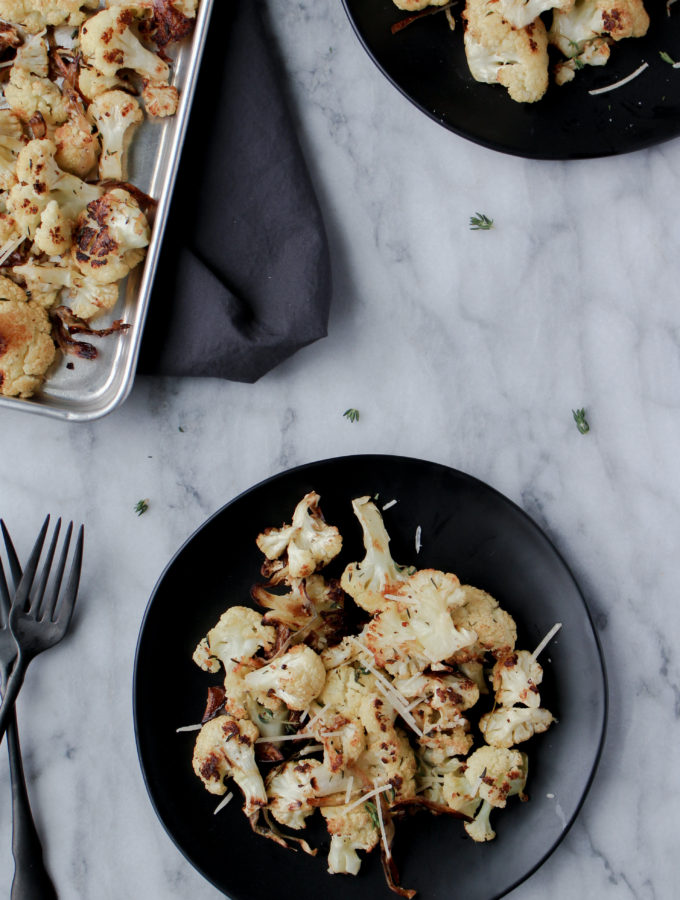 Roasted Cauliflower on dishes