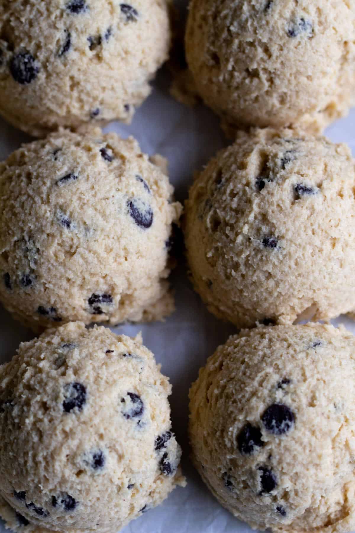 Close up of chocolate chip cookie dough