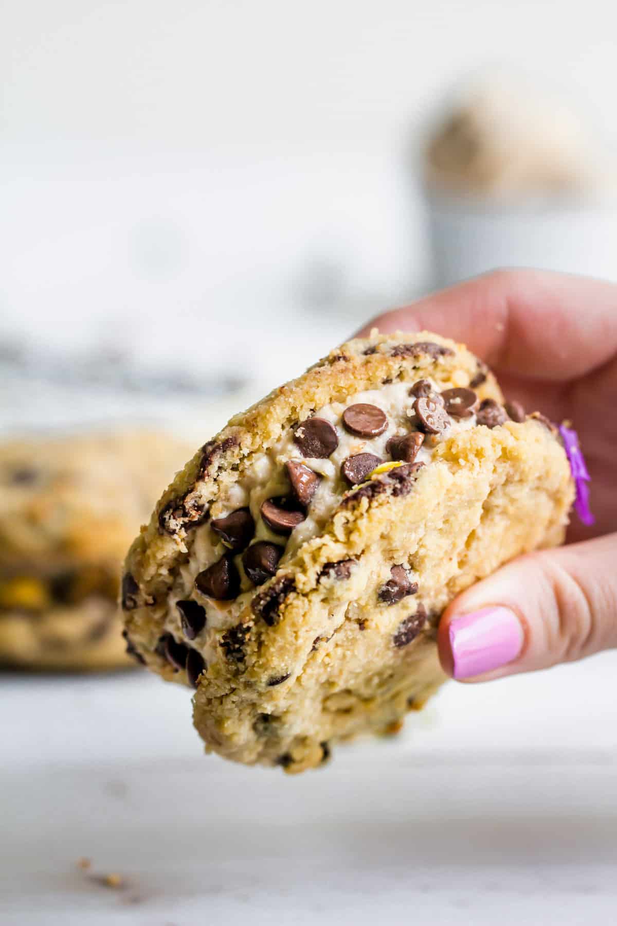 Holding a Keto Ice Cream Sandwich