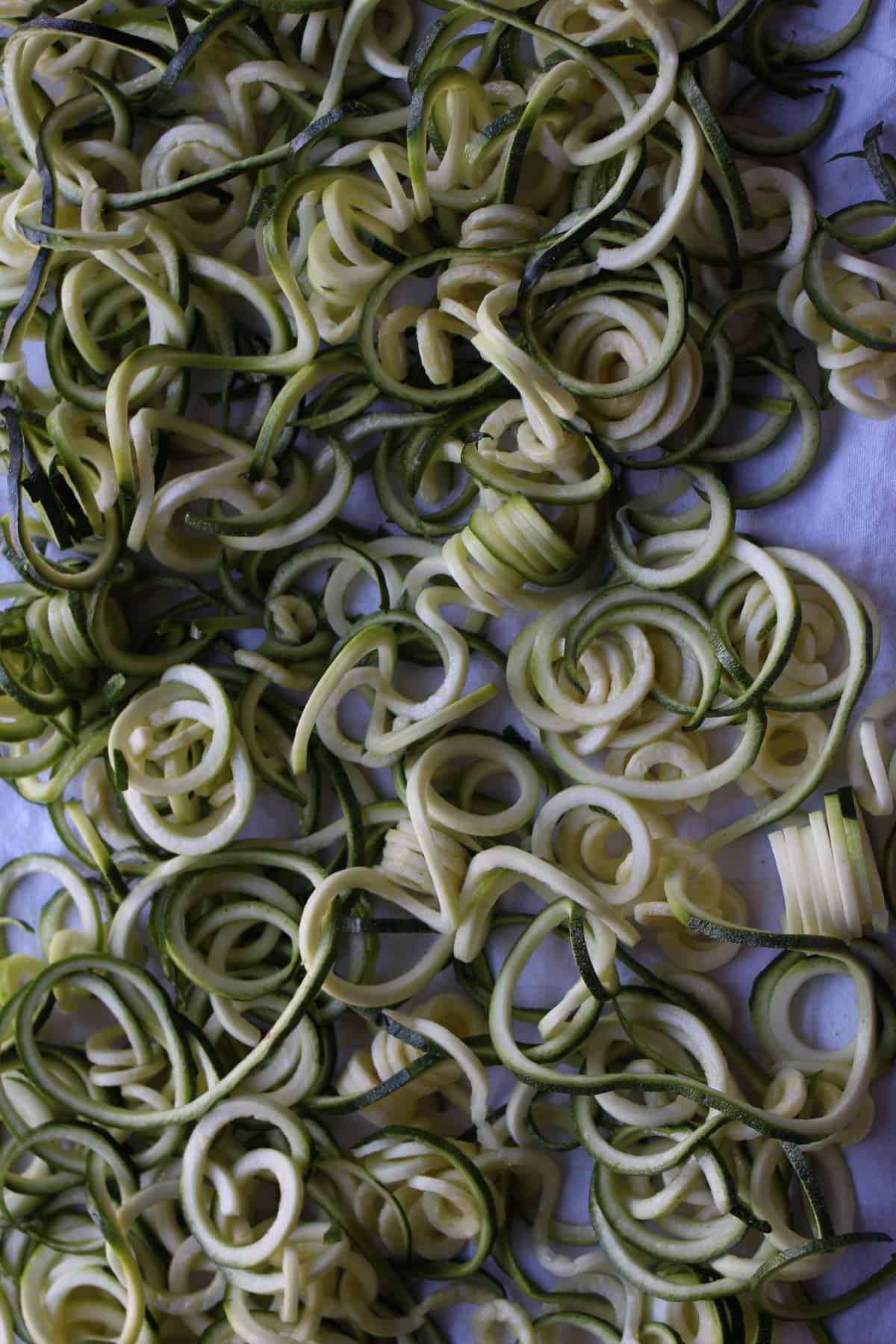 Zoodles on a towel 