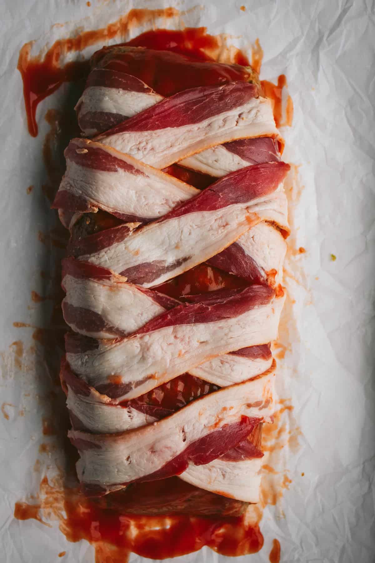 bacon wrapped meatloaf raw 