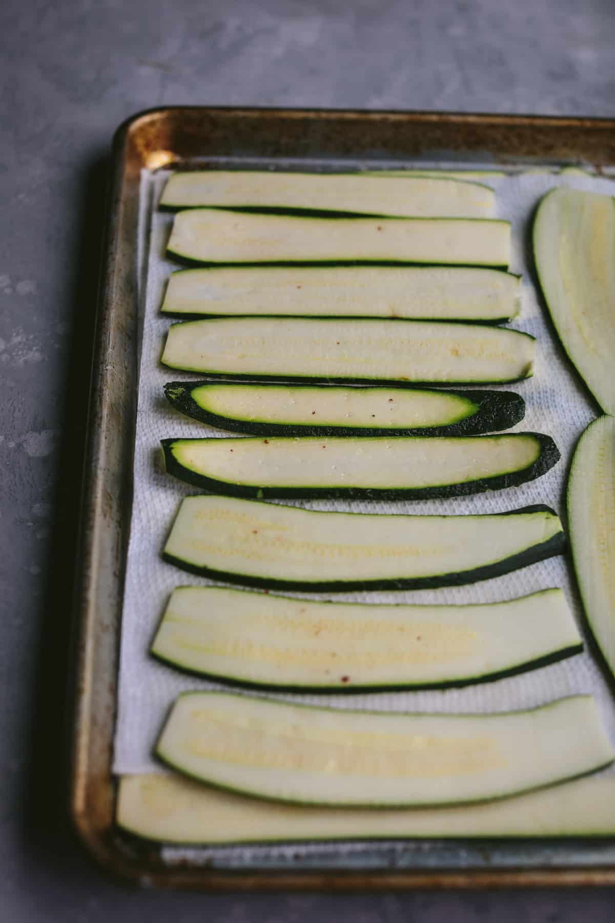 Sliced Zucchini in a pan