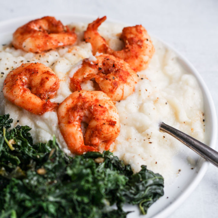 spicy shrimp with sauteed kale