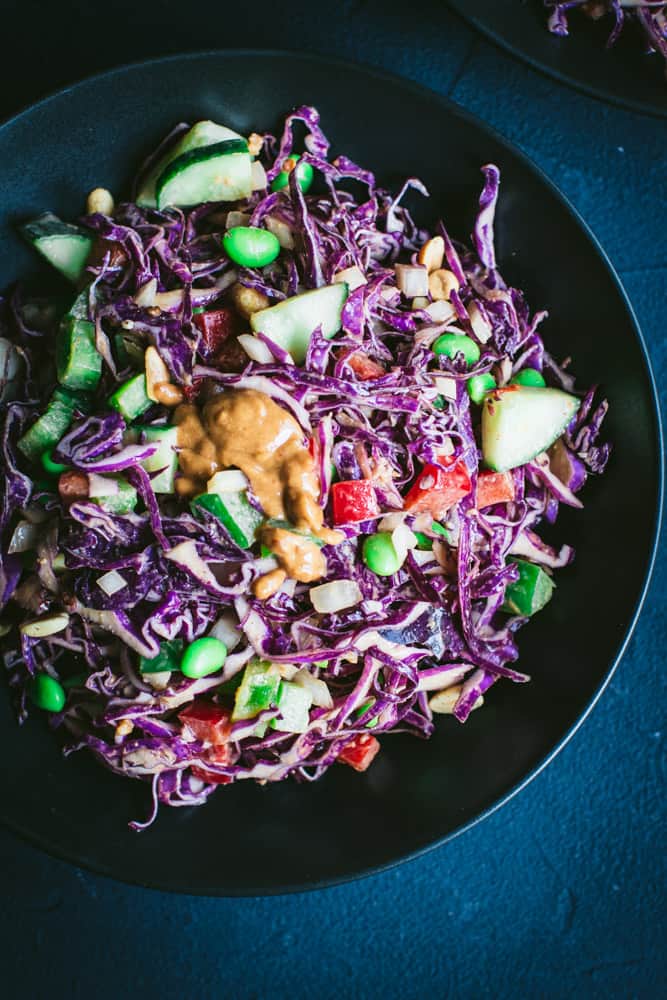 Rainbow Slaw with Peanut Dressing