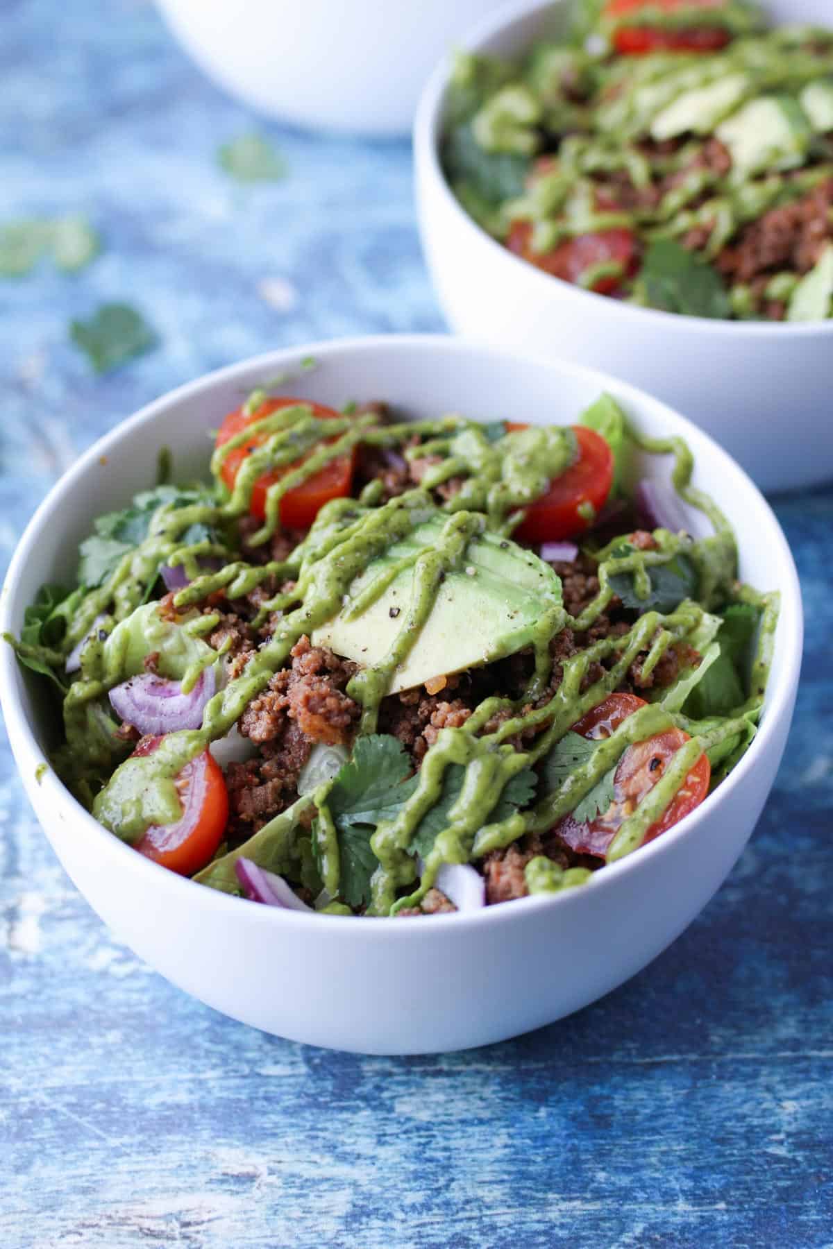 taco salad with cilantro lime sauce 