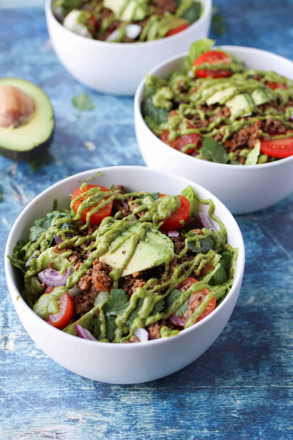 taco salad with cilantro lime sauce 