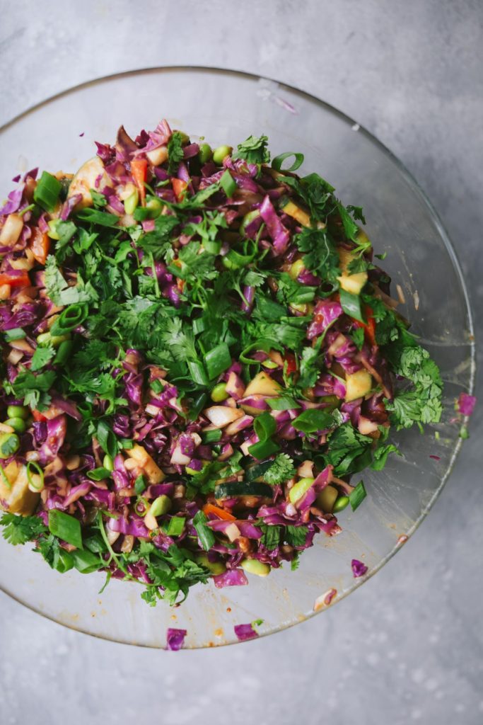 Rainbow Slaw with Peanut Dressing