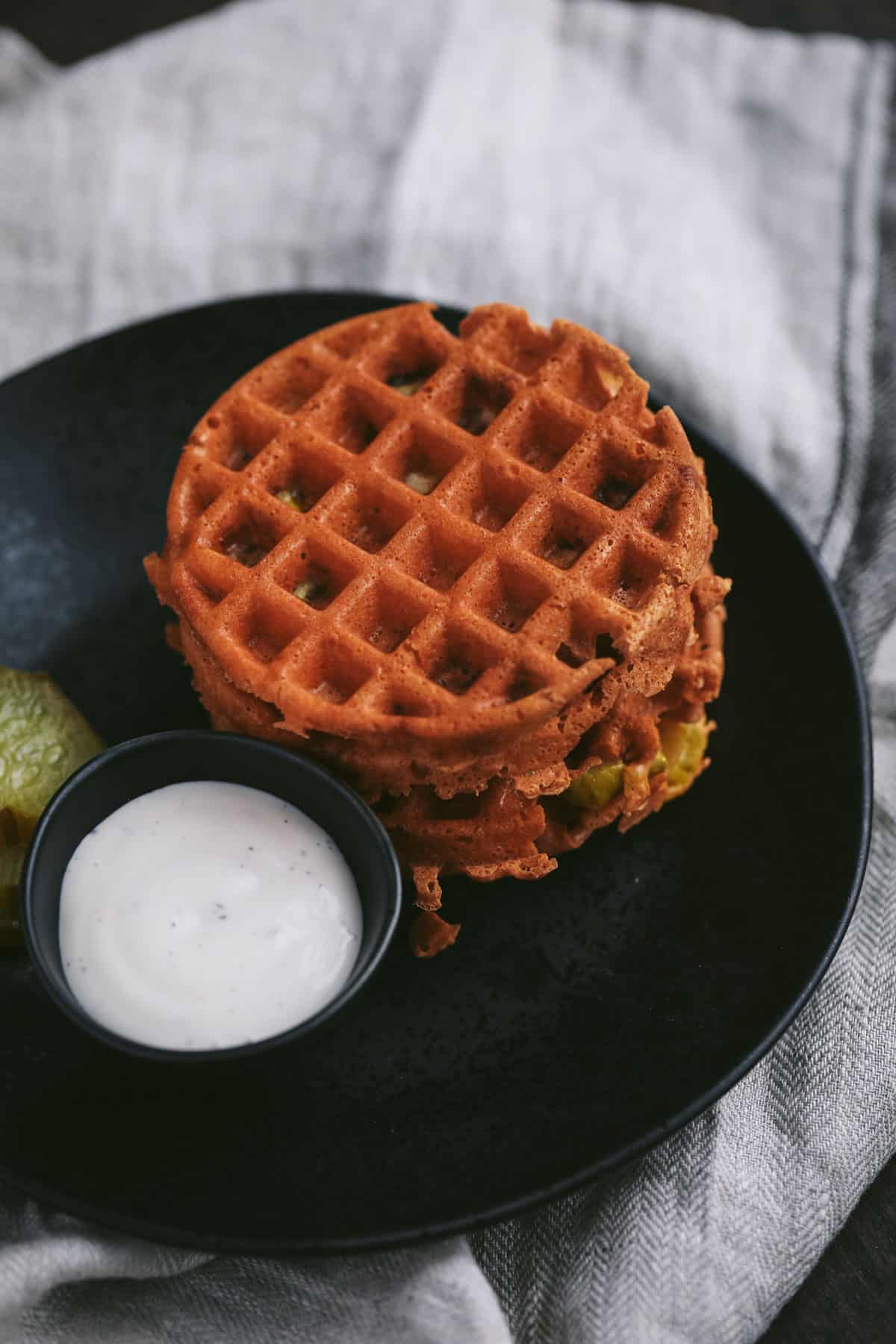 fried pickle chaffles 