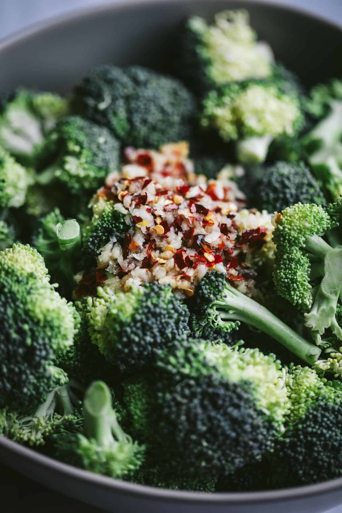 broccoli with chili flakes and garlic