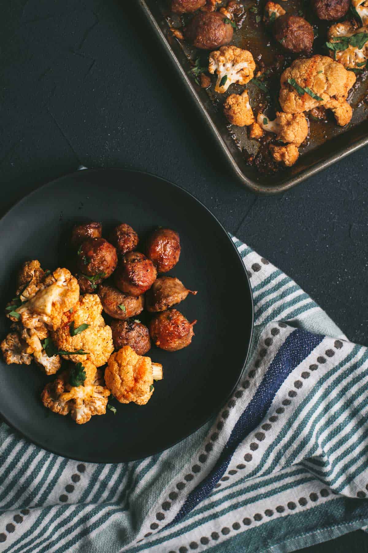 Keto Buffalo Cauliflower and Spicy Sausage