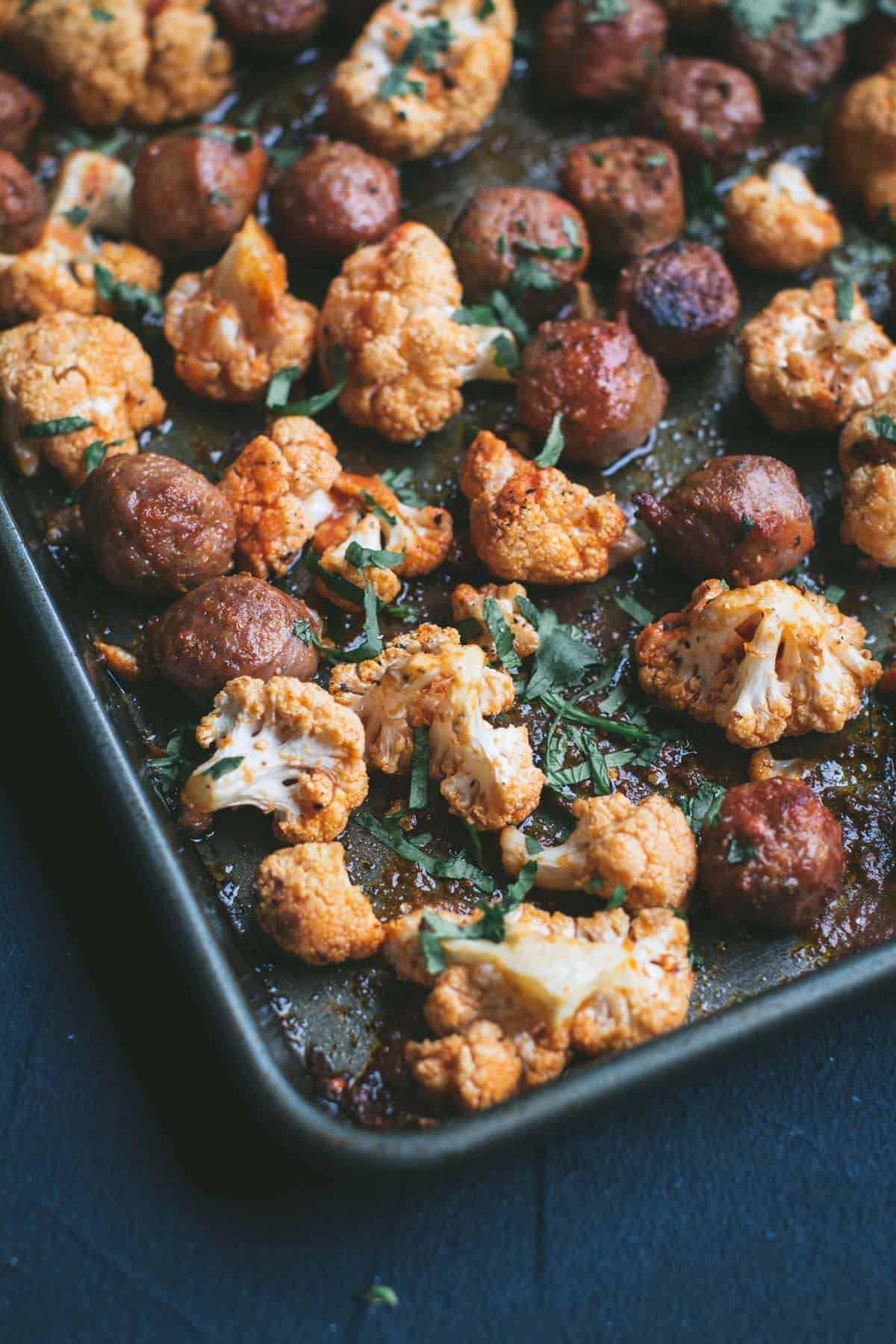 Keto Buffalo Cauliflower and Spicy Sausage