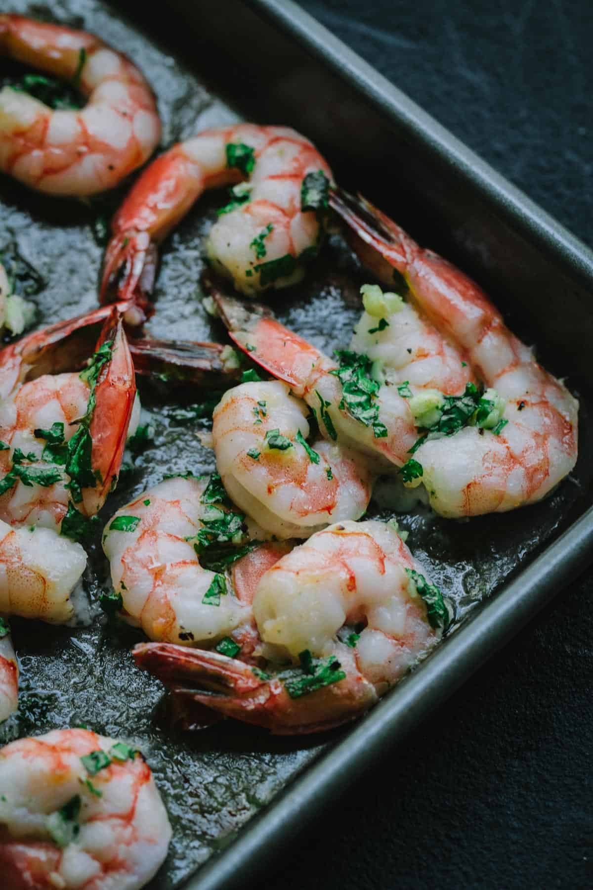 Close up look of Garlic Shrimps