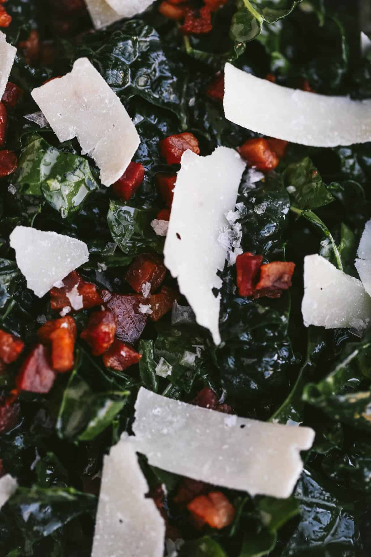 close up on kale salad