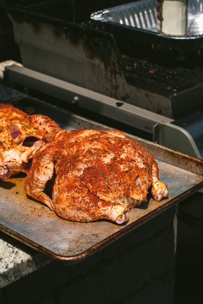 Beer can outlet chicken propane grill