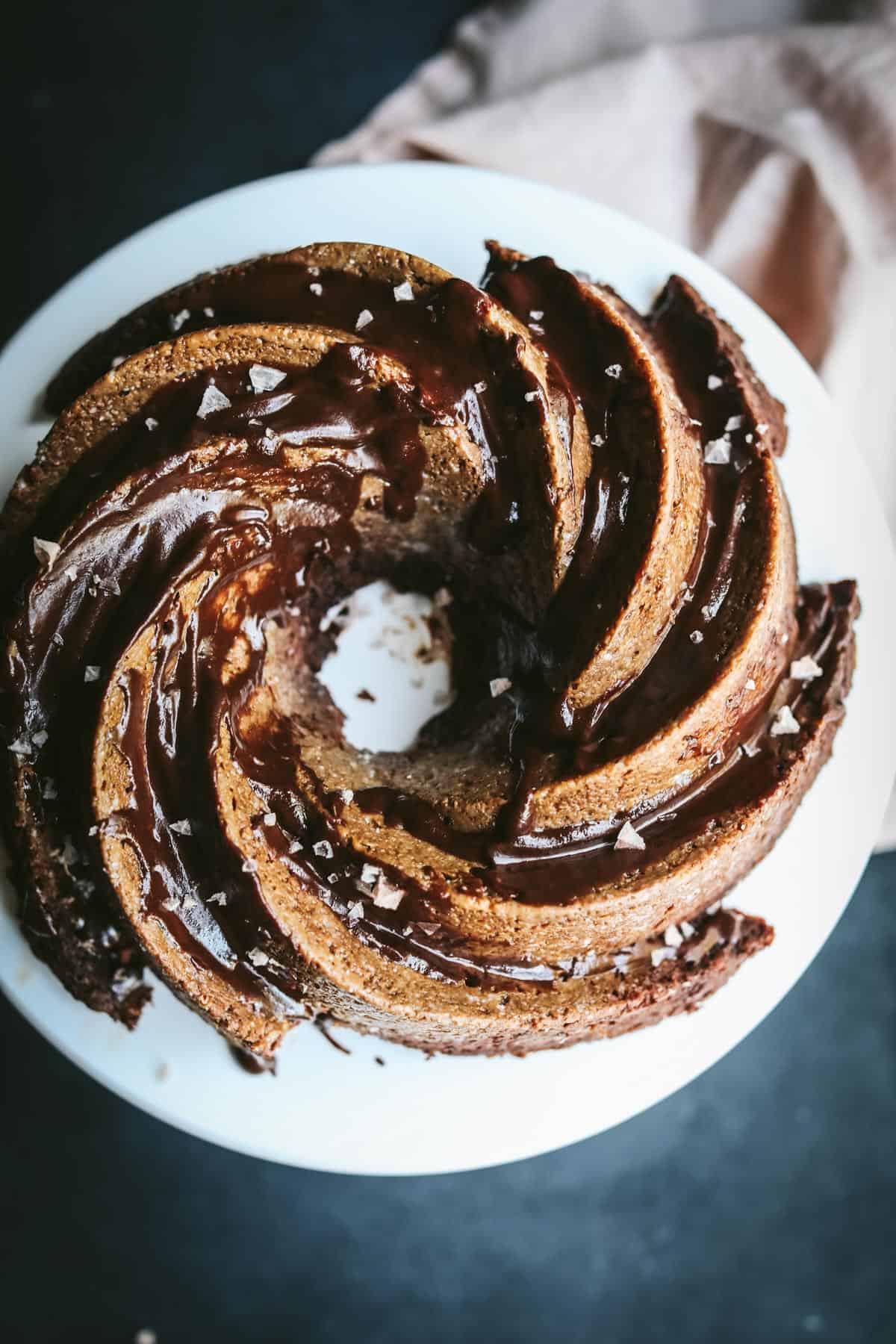 keto chocolate cake top view