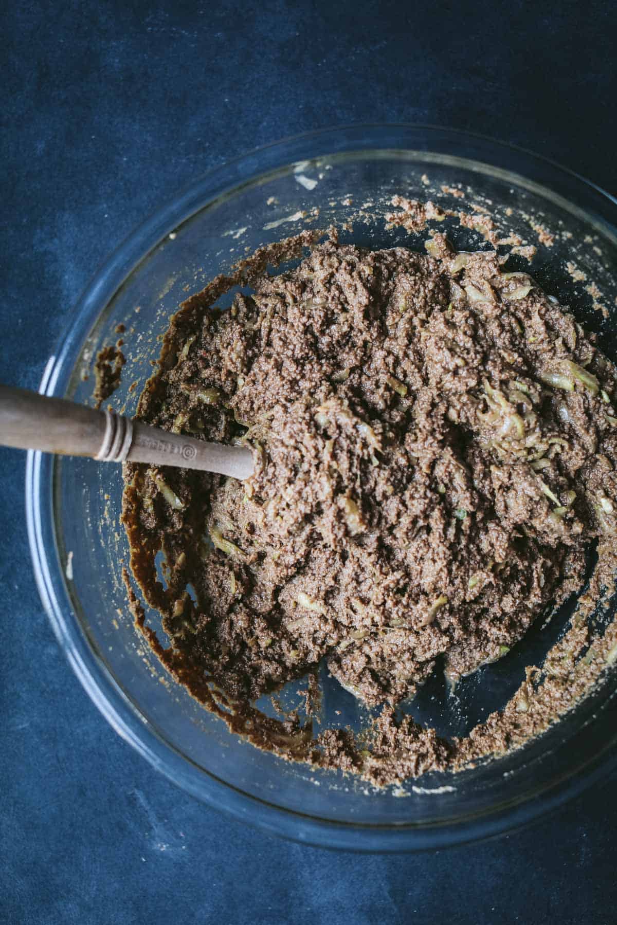 cake batter with grated zucchini