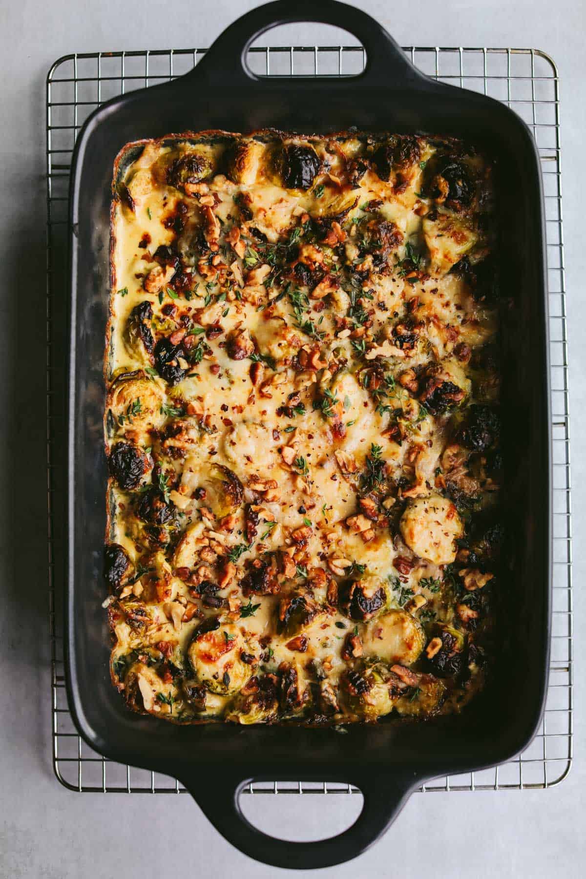 cheesy keto brussels sprouts gratin