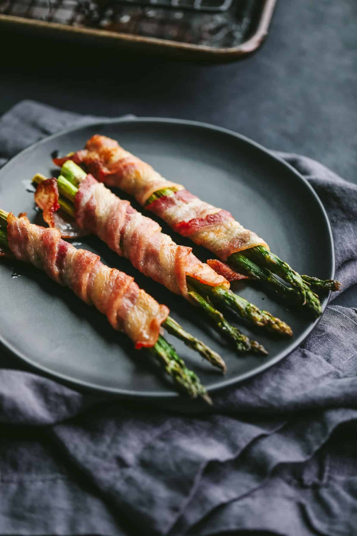 Keto Bacon Wrapped Asparagus Bundles with Maple Glaze