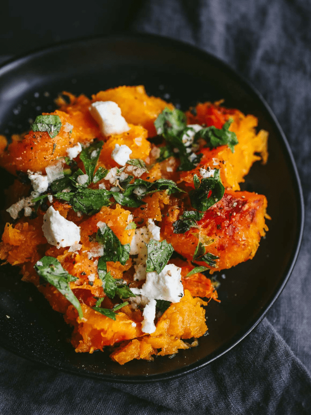Keto Butternut Squash with Herb Oil and Goat Cheese